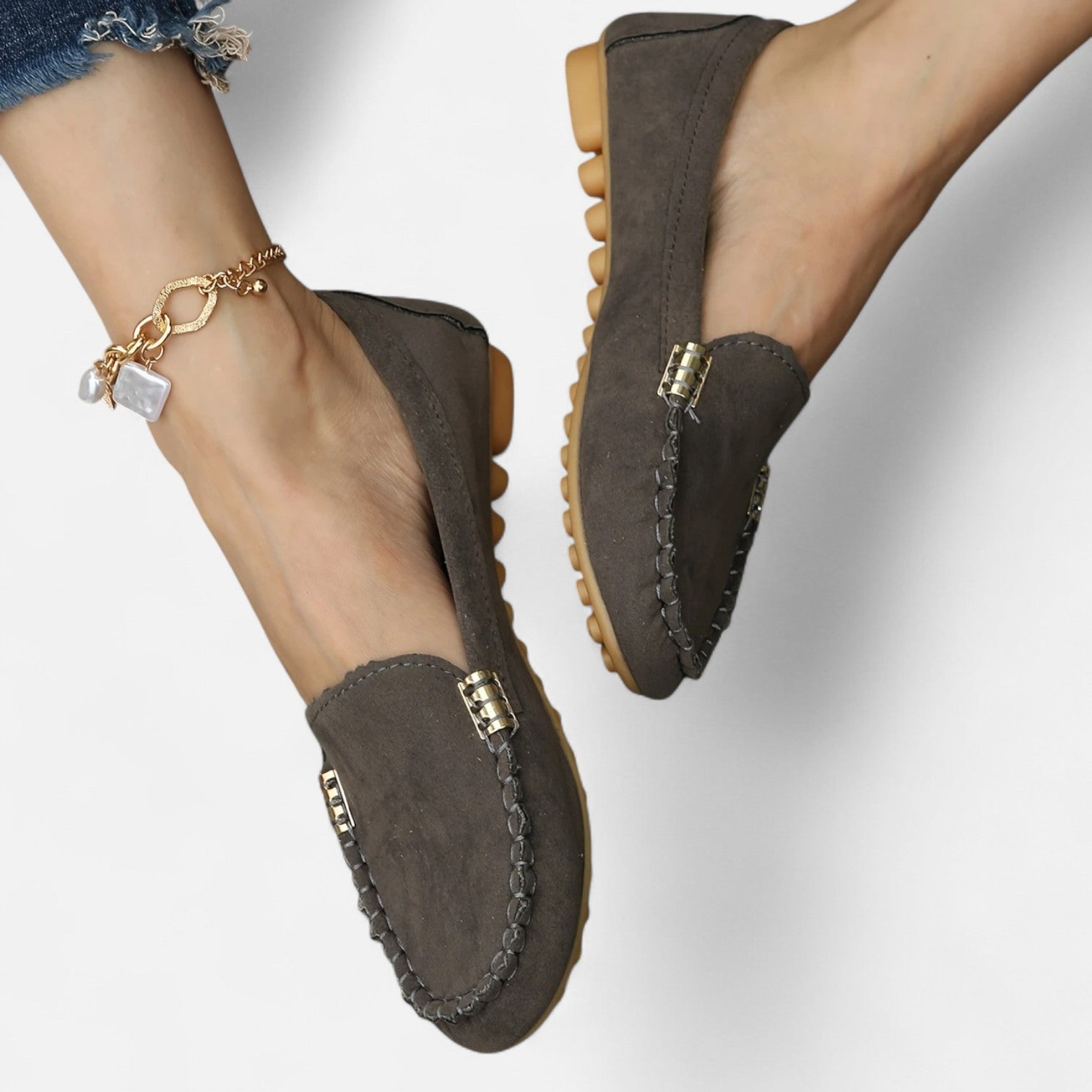Women’s Slip-On Loafers with Round Toe and Cushioned Comfort