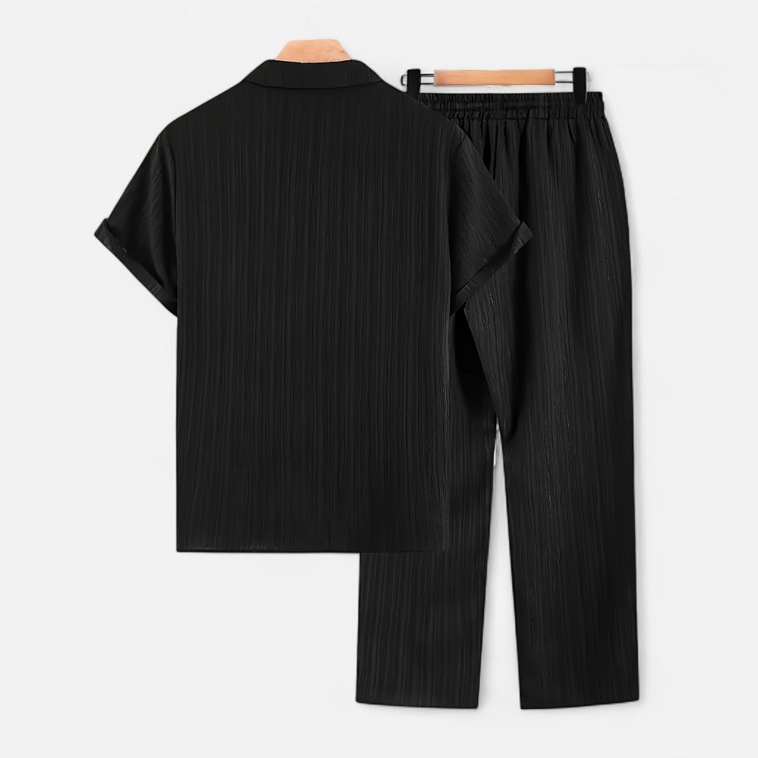 Men’s Lightweight Linen Blend Summer Shirt and Drawstring Trousers Set