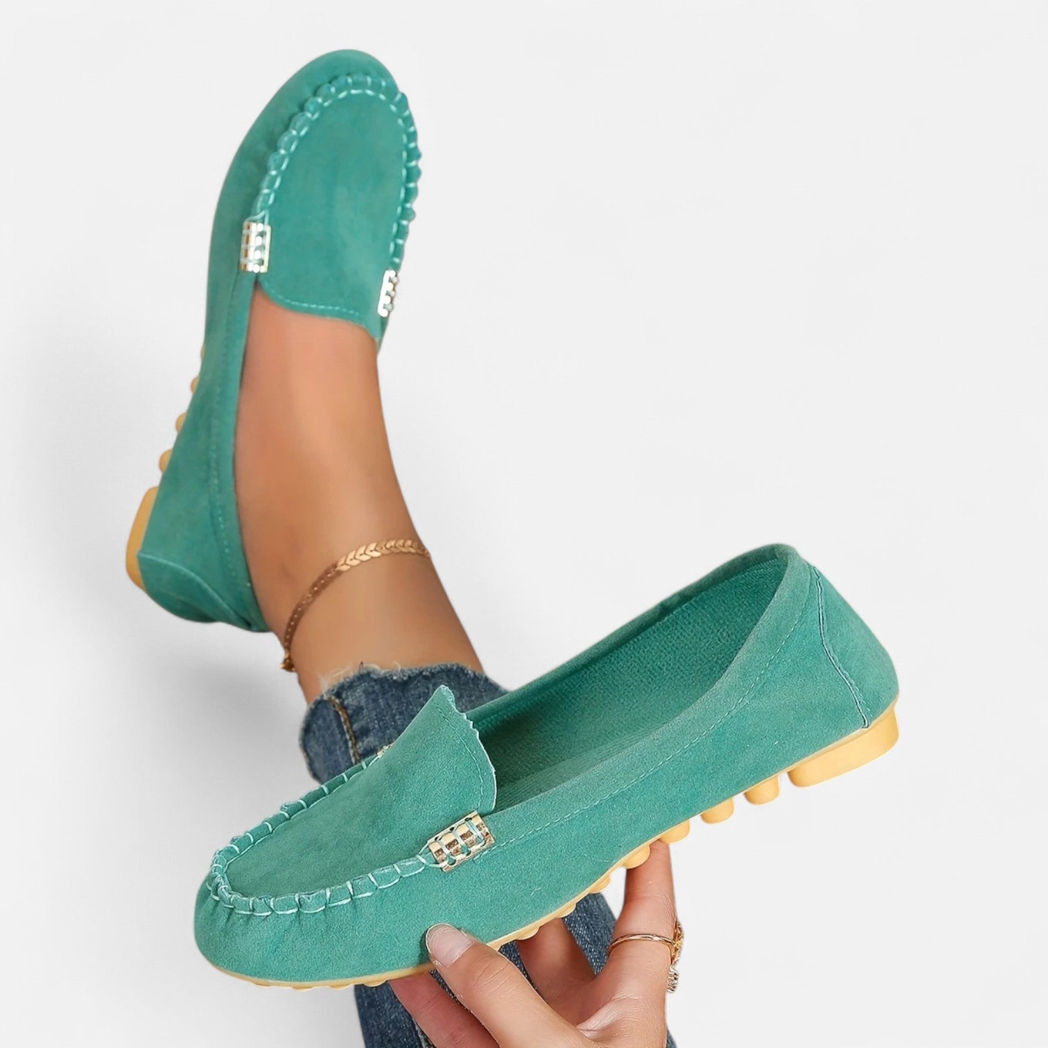 Women’s Slip-On Loafers with Round Toe and Cushioned Comfort
