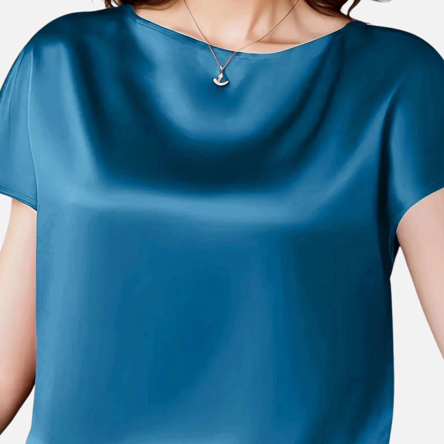 Women’s Short Sleeve Satin Blouse in Vibrant Purple