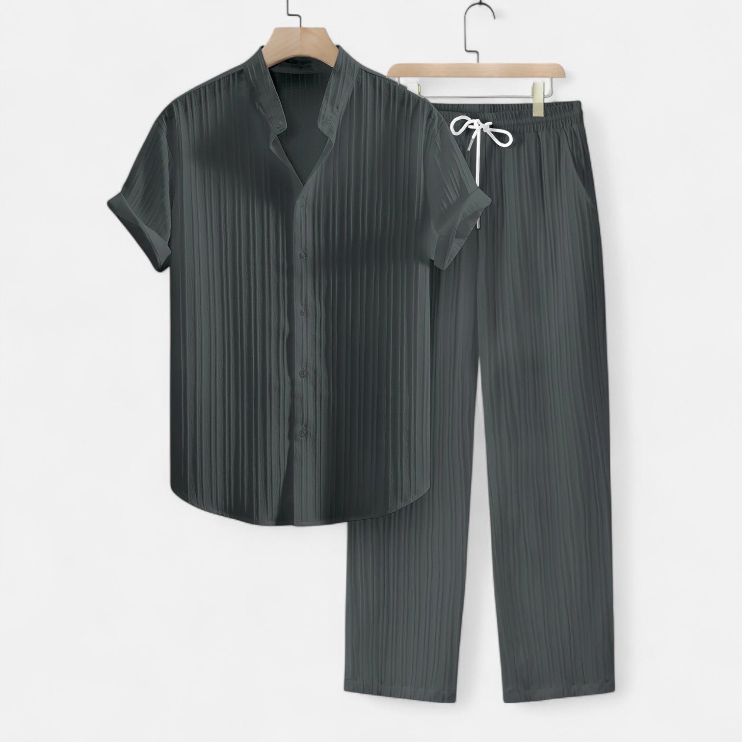 Men’s Lightweight Striped Summer Shirt and Trouser Set