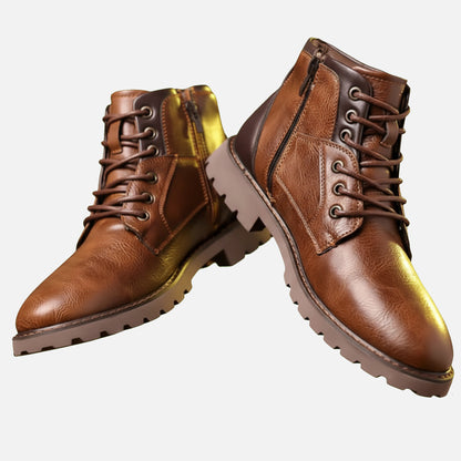 Dorevelle | Men’s Vintage Leather Boots - Classic Lace-Up Essential