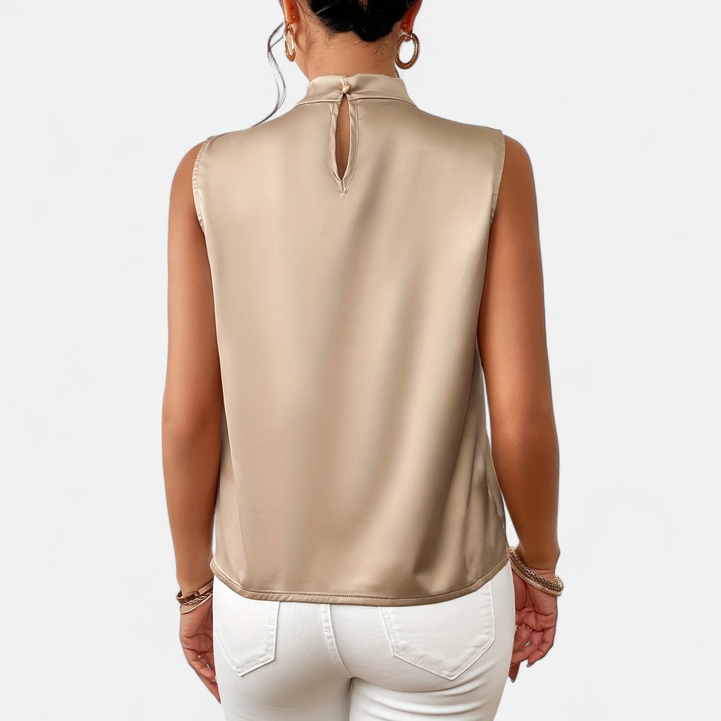 Dorevelle | Women’s Sleeveless Top – Asymmetric Satin Cut