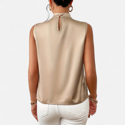 Dorevelle | Women’s Sleeveless Top – Asymmetric Satin Cut