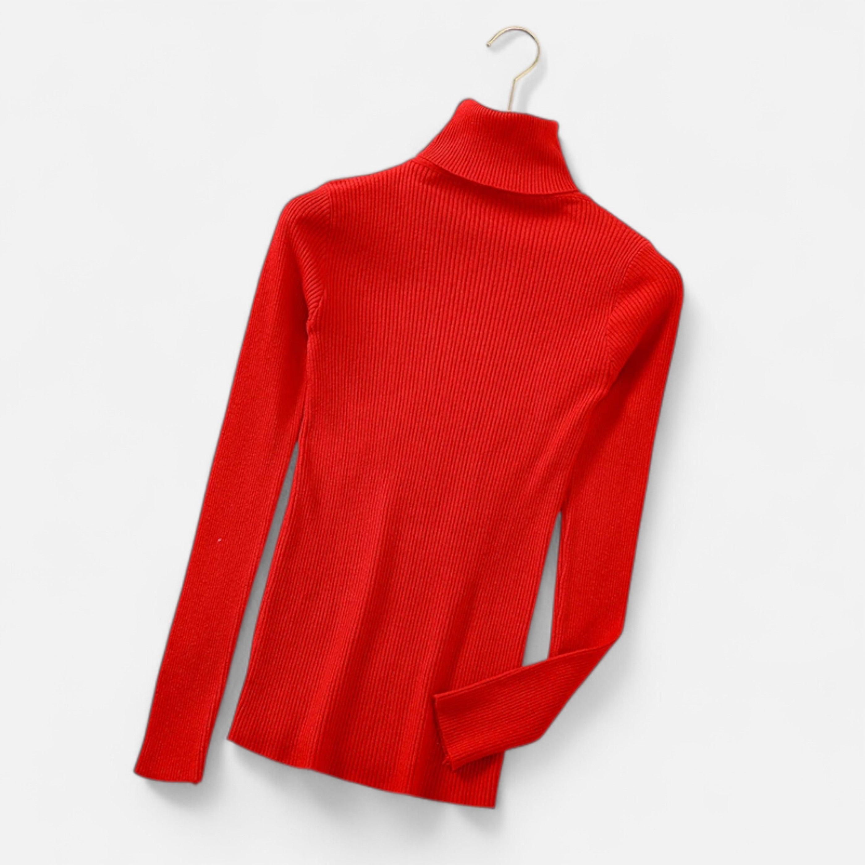 Women’s Ribbed Foldover Turtleneck Sweater for Winter Elegance
