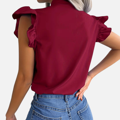 Dorevelle | Women’s Chiffon Blouse – Bow-Tie Sleeveless Style
