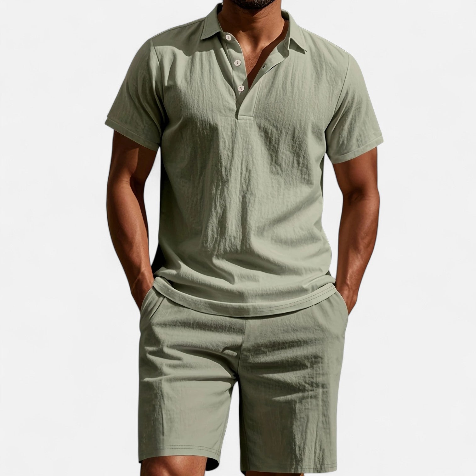 Men’s Linen Shirt and Shorts Set Lightweight Tailored Summer Comfort