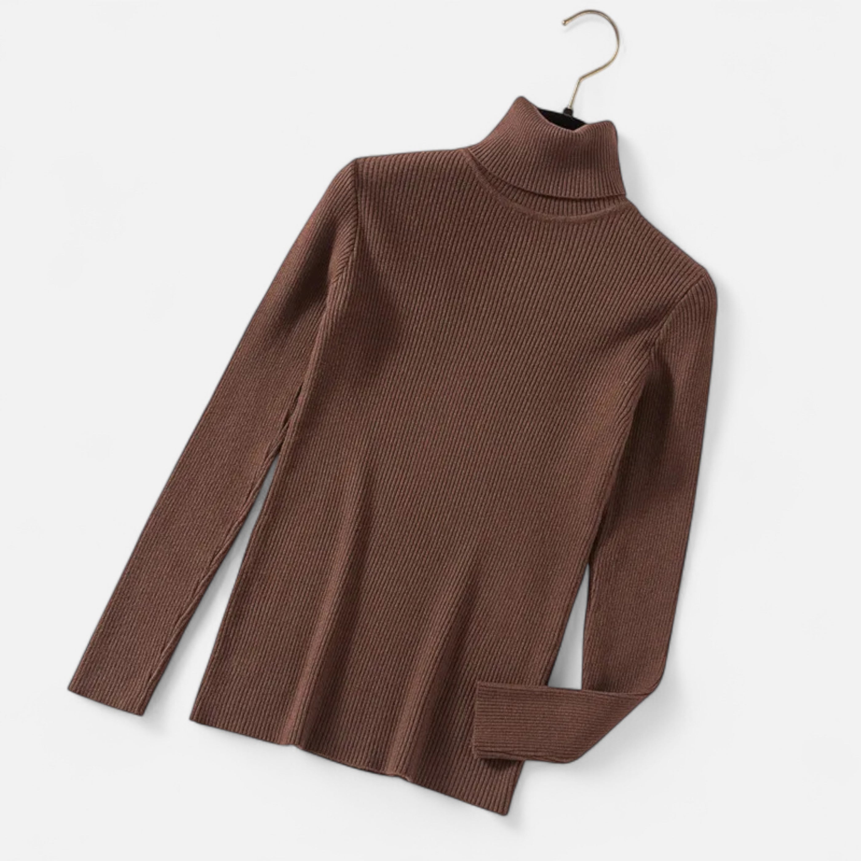 Women’s Ribbed Foldover Turtleneck Sweater for Winter Elegance