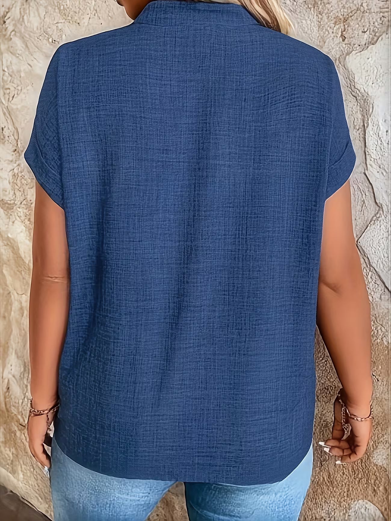 Elegant V Neck Stand Collar Women's Top Shirt