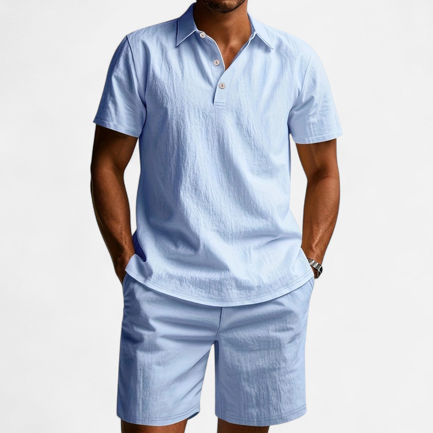 Men’s Linen Shirt and Shorts Set Lightweight Tailored Summer Comfort