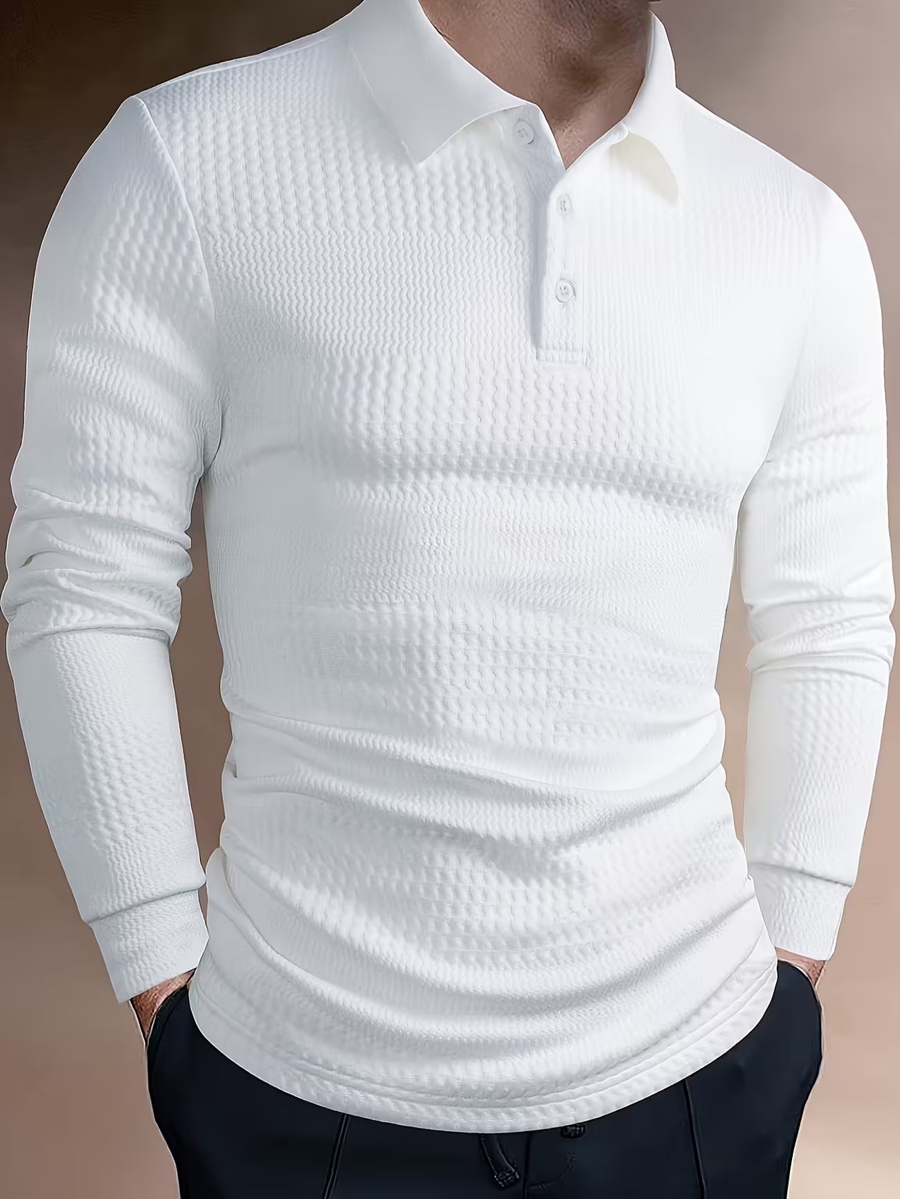 Men's Jacquard Ribbed Long Sleeve Shirt