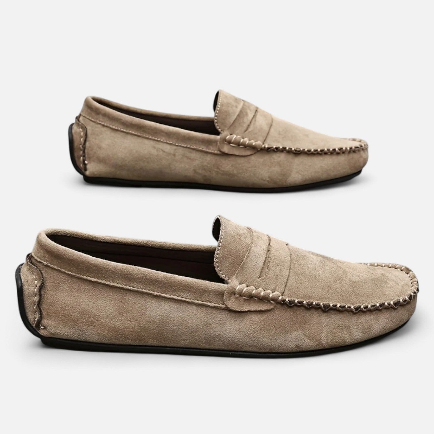 Men's Leather Slip-On Loafers with Cushioned Comfort and Breathable Design