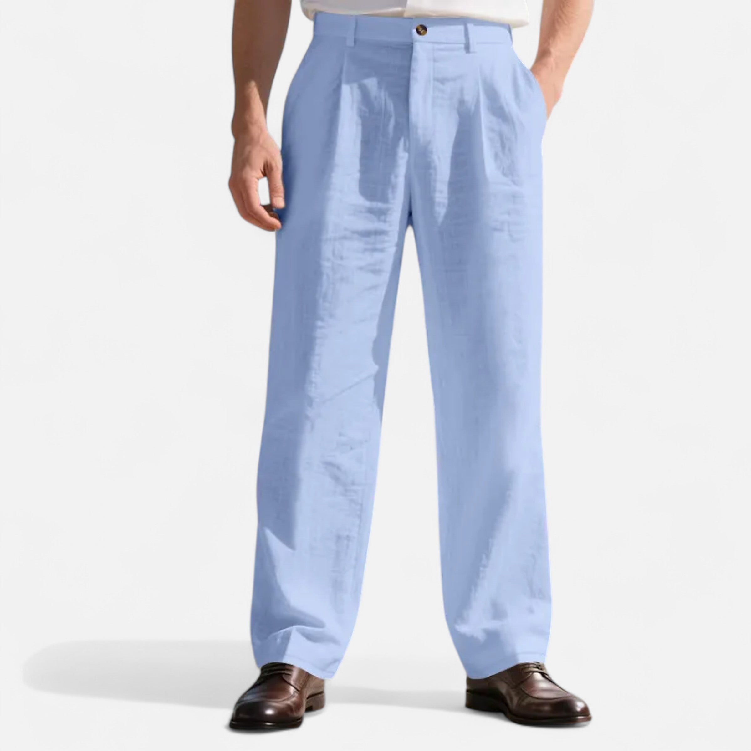 Men’s Linen Straight Leg Trousers Classic Tailored Comfort