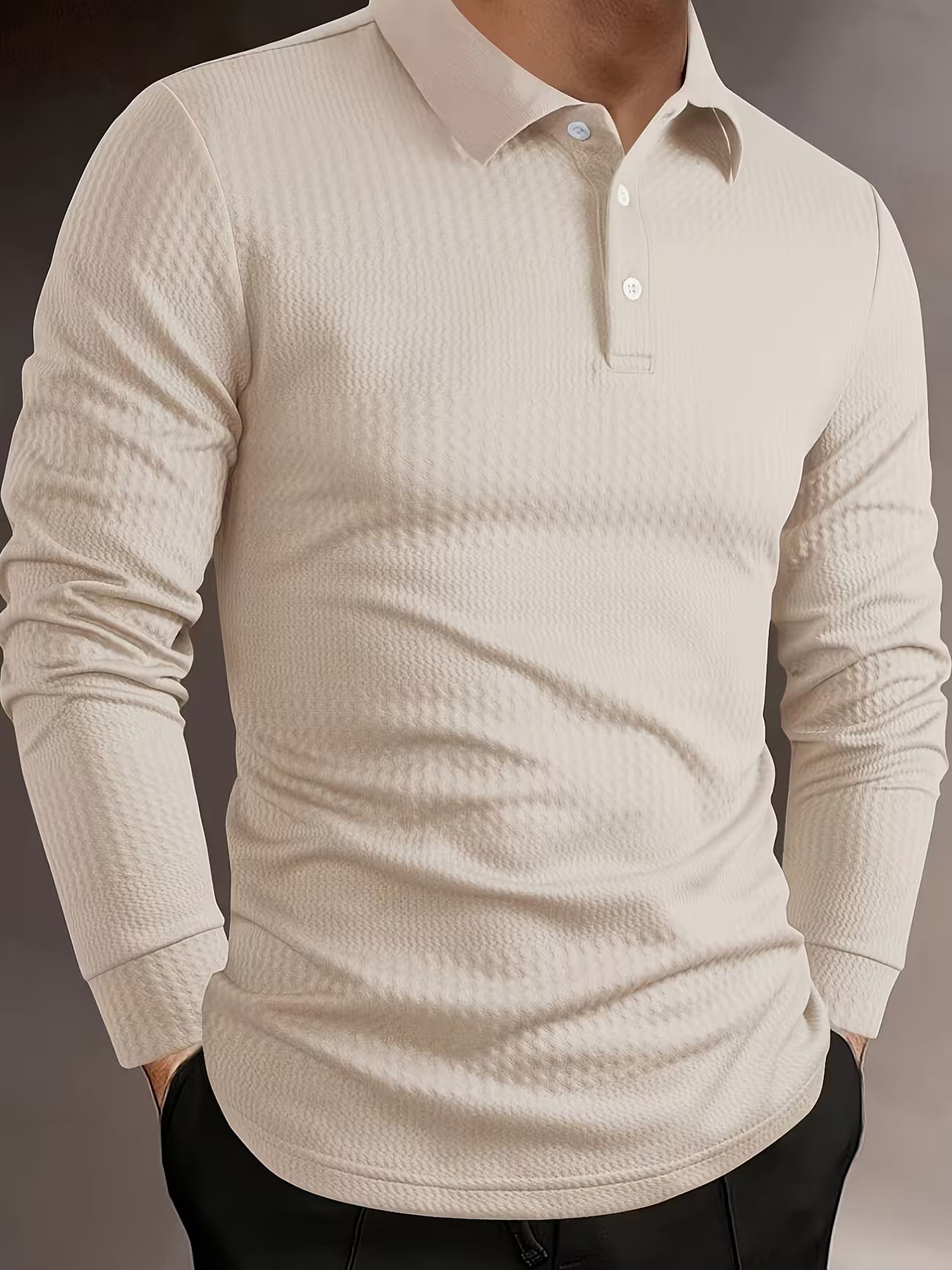 Men's Jacquard Ribbed Long Sleeve Shirt