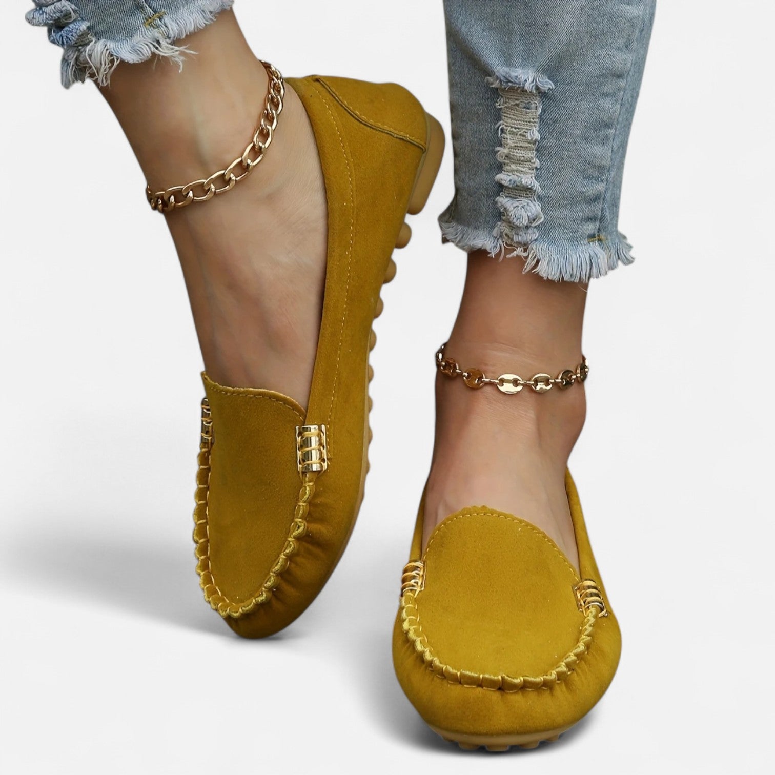 Women’s Slip-On Loafers with Round Toe and Cushioned Comfort