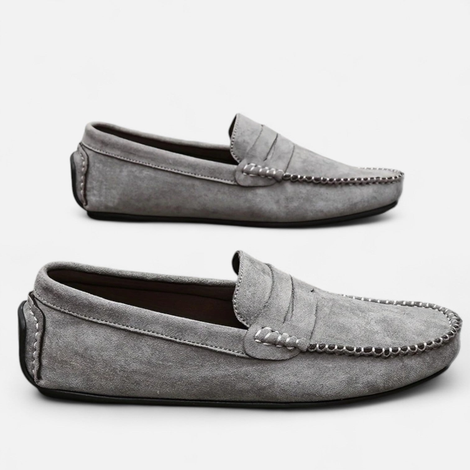 Men's Leather Slip-On Loafers with Cushioned Comfort and Breathable Design