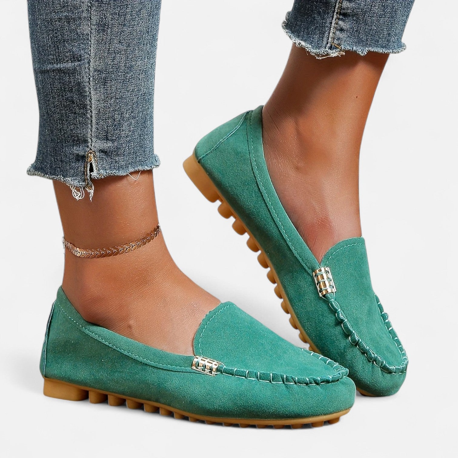 Women’s Slip-On Loafers with Round Toe and Cushioned Comfort