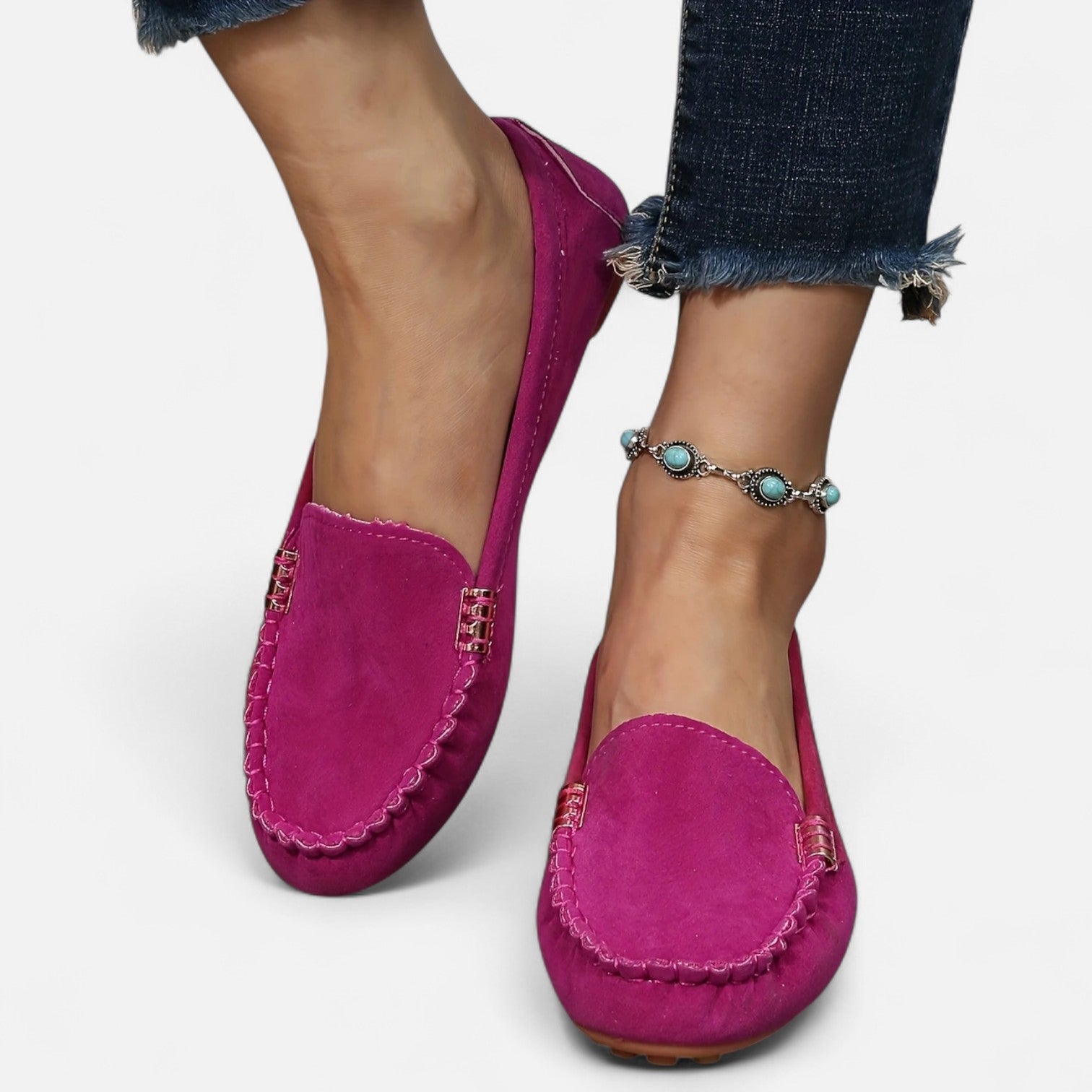 Women’s Slip-On Loafers with Round Toe and Cushioned Comfort