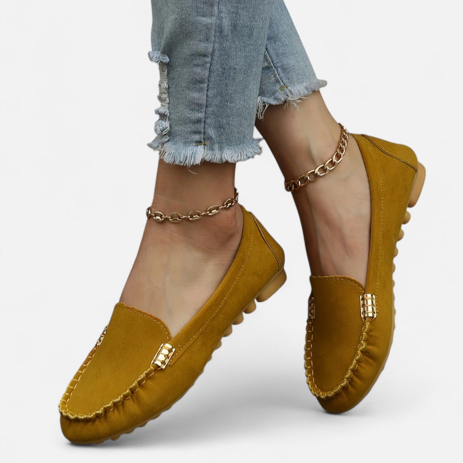 Women’s Slip-On Loafers with Round Toe and Cushioned Comfort