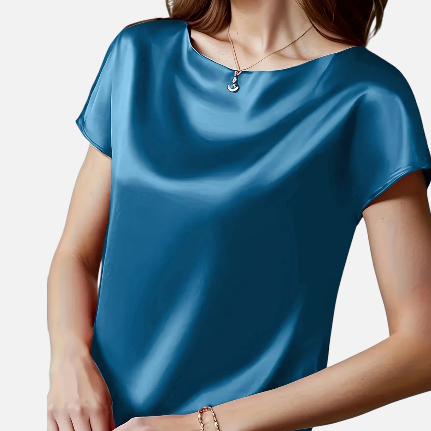 Dorevelle | Women’s Satin Blouse – Short Sleeve Classic