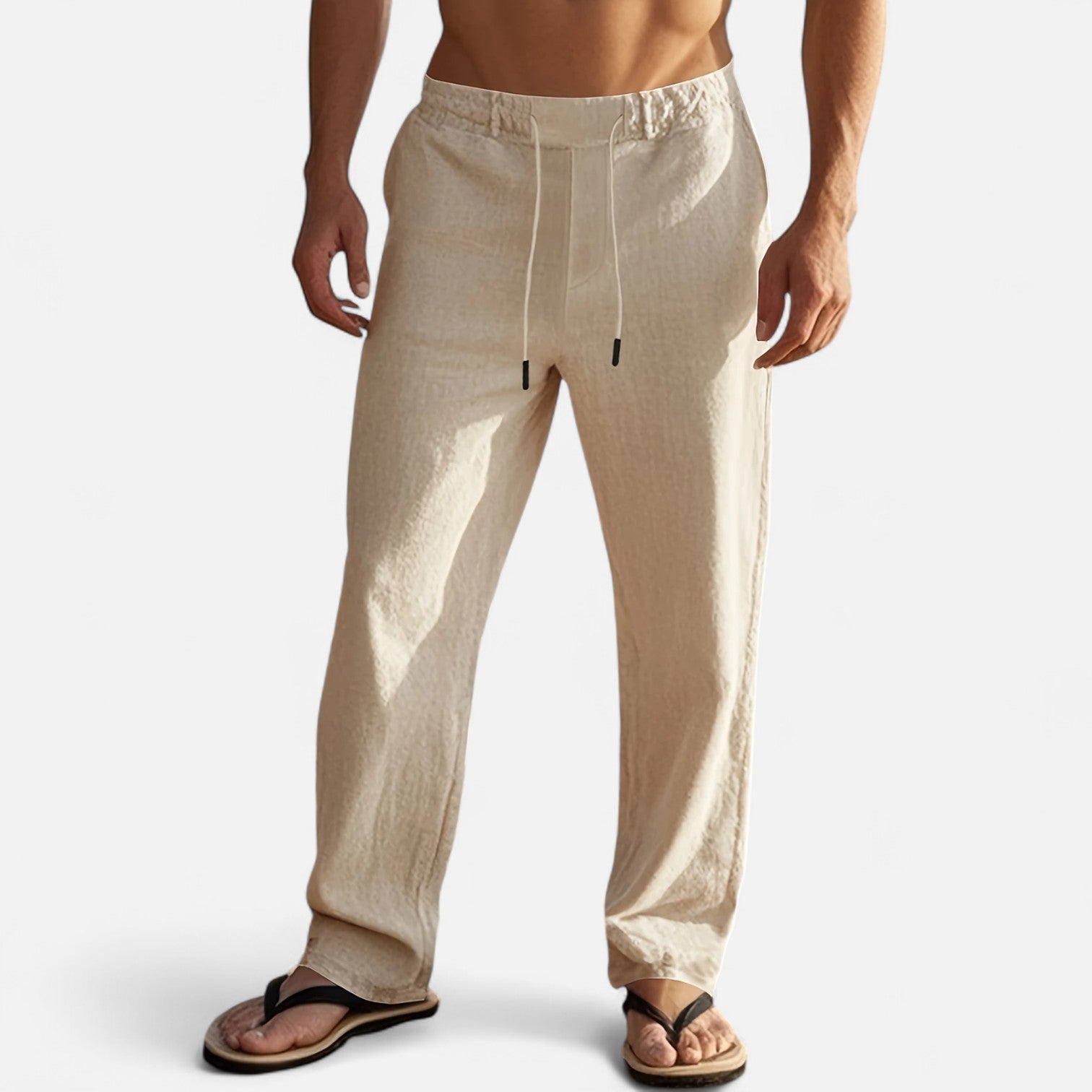 Men’s Linen Drawstring Trousers with Relaxed Coastal Comfort