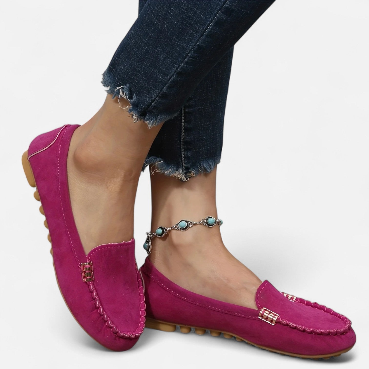 Women’s Slip-On Loafers with Round Toe and Cushioned Comfort