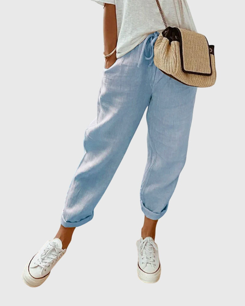 Women Beige High Waist Straight Leg Pants