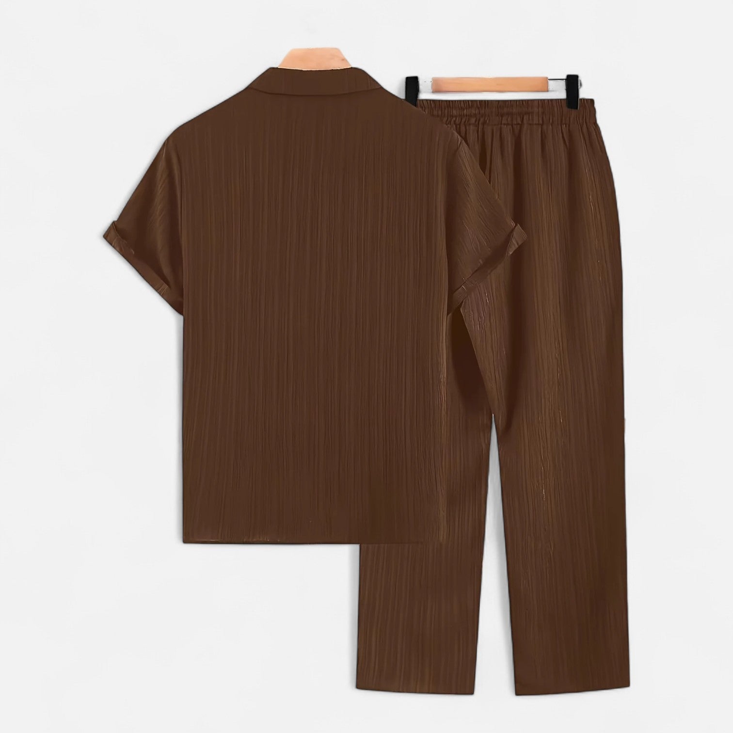 Men’s Lightweight Linen Blend Summer Shirt and Drawstring Trousers Set