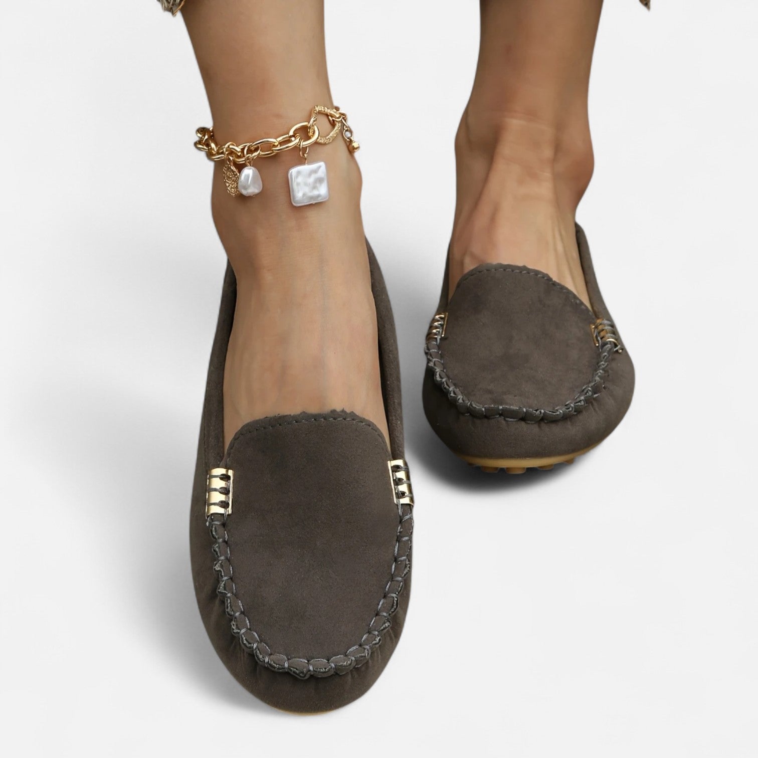 Women’s Slip-On Loafers with Round Toe and Cushioned Comfort
