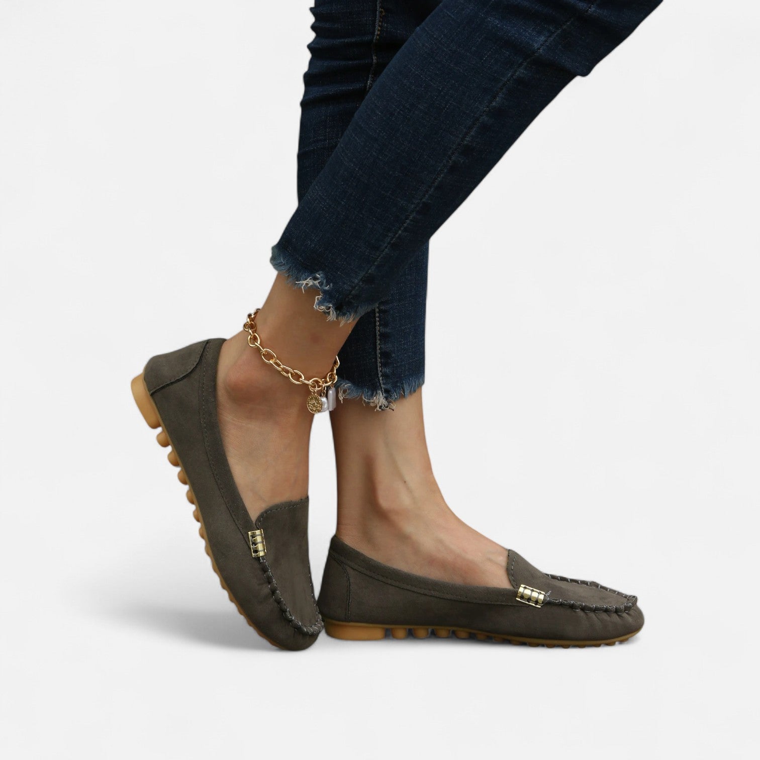 Women’s Slip-On Loafers with Round Toe and Cushioned Comfort