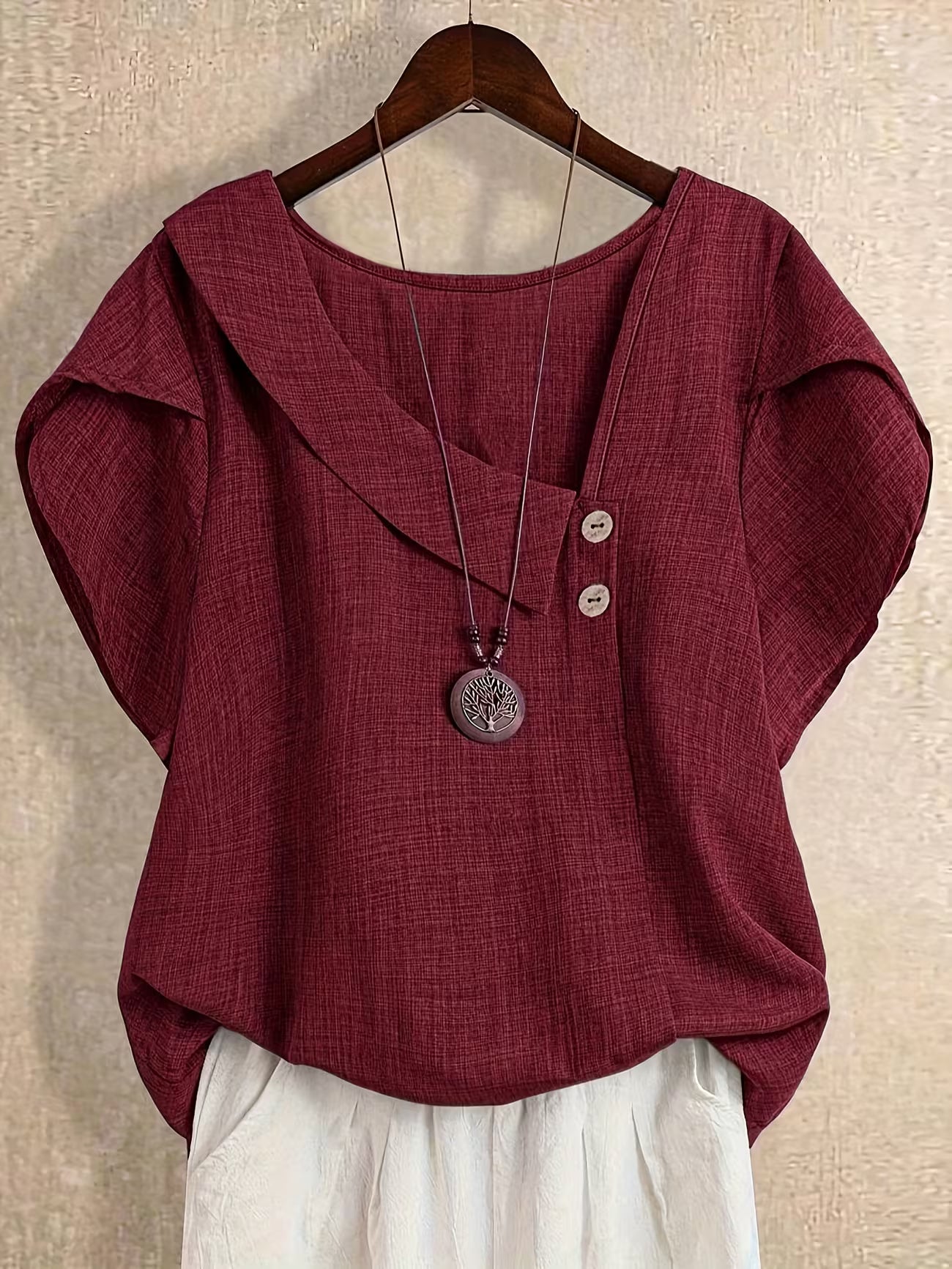 Women's Plus Size Relaxed Summer Button Shirt