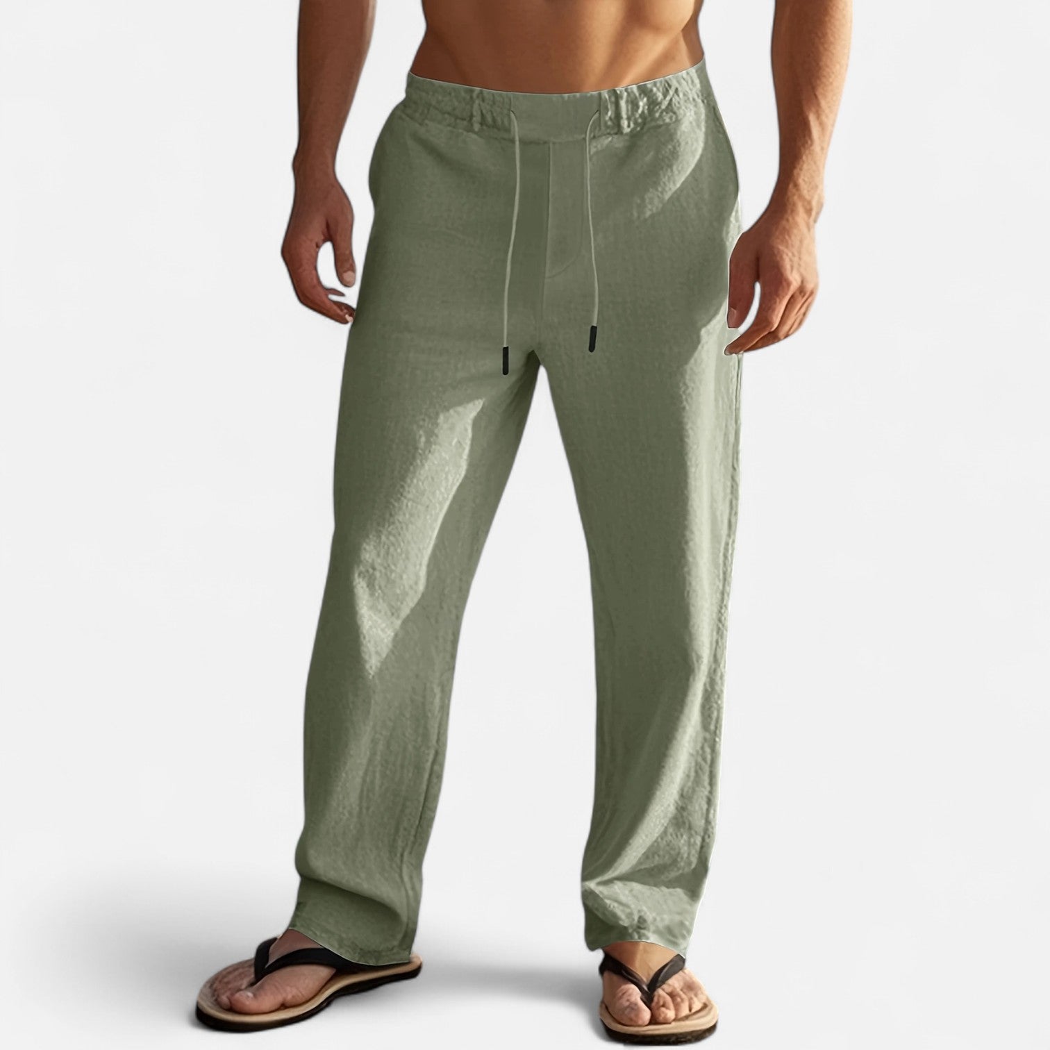 Men’s Linen Drawstring Trousers with Relaxed Coastal Comfort