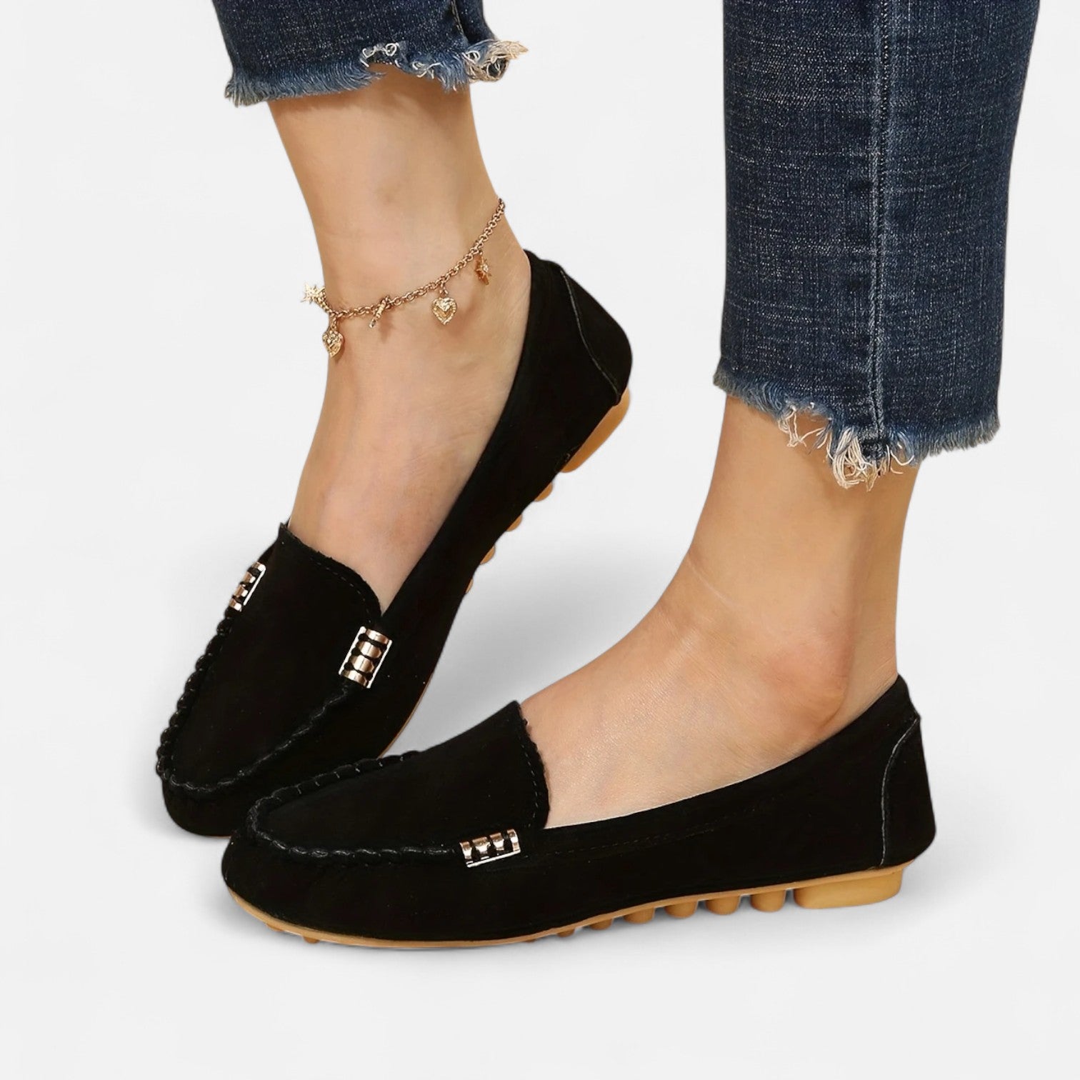 Women’s Slip-On Loafers with Round Toe and Cushioned Comfort
