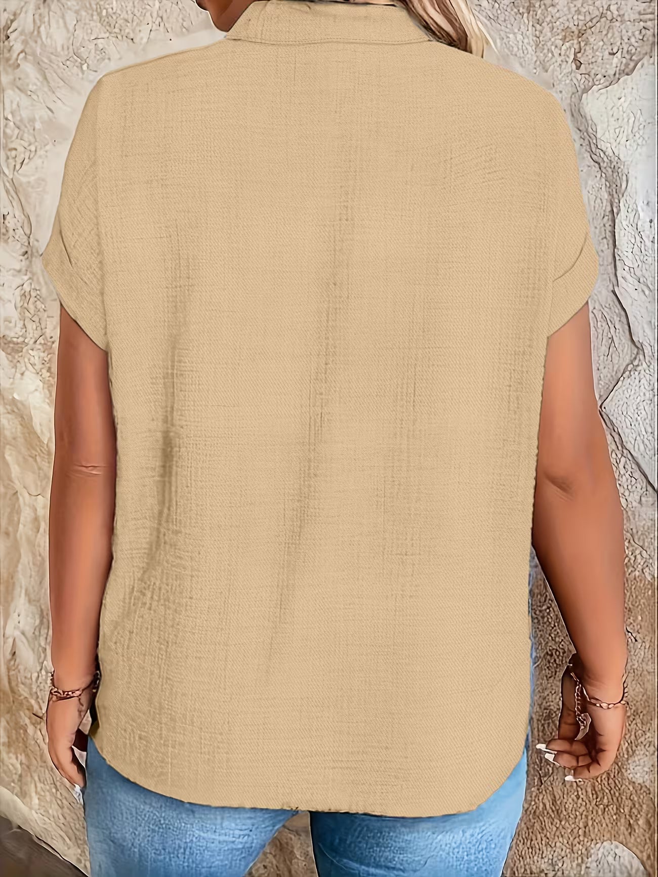 Elegant V Neck Stand Collar Women's Top Shirt