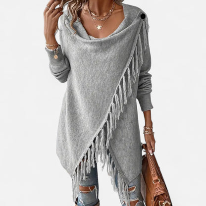 Dorevelle | Women’s Fringe Tassel Draped Neckline Shawl