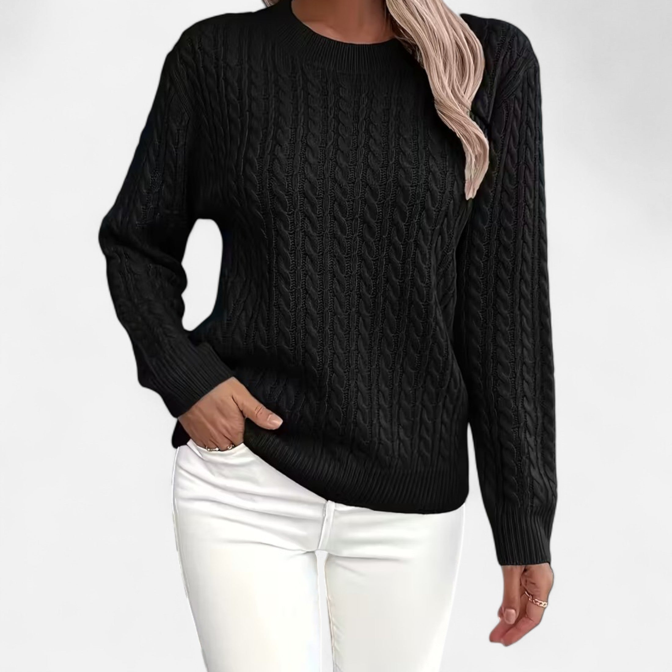 Women’s Casual Loose Fit Round Neck Soft Knit Sweater