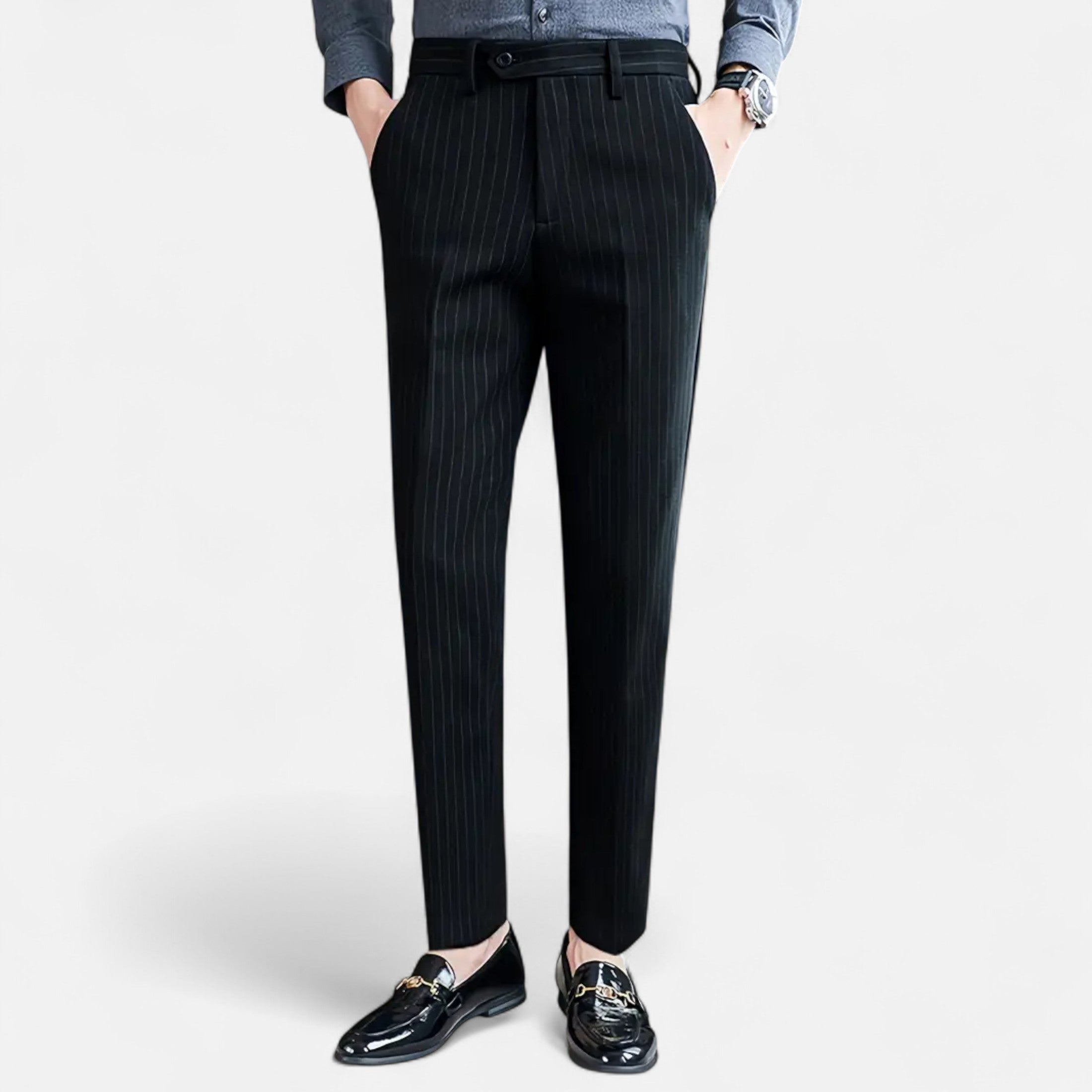 Slim Fit Striped Trousers for Men Classic Business Elegance