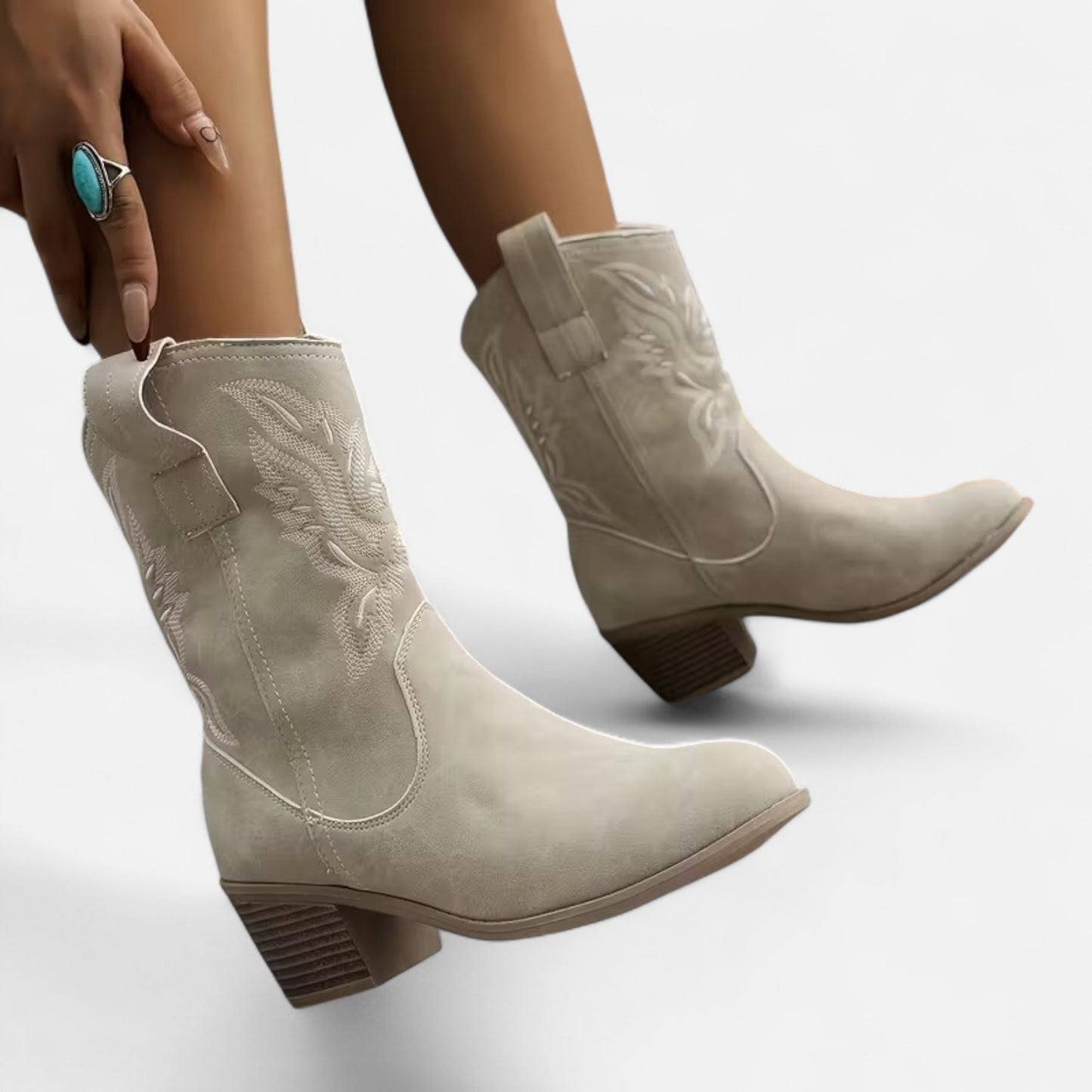 Dorevelle | Women’s Suede Cowboy Boots – Vintage Chunky Heel