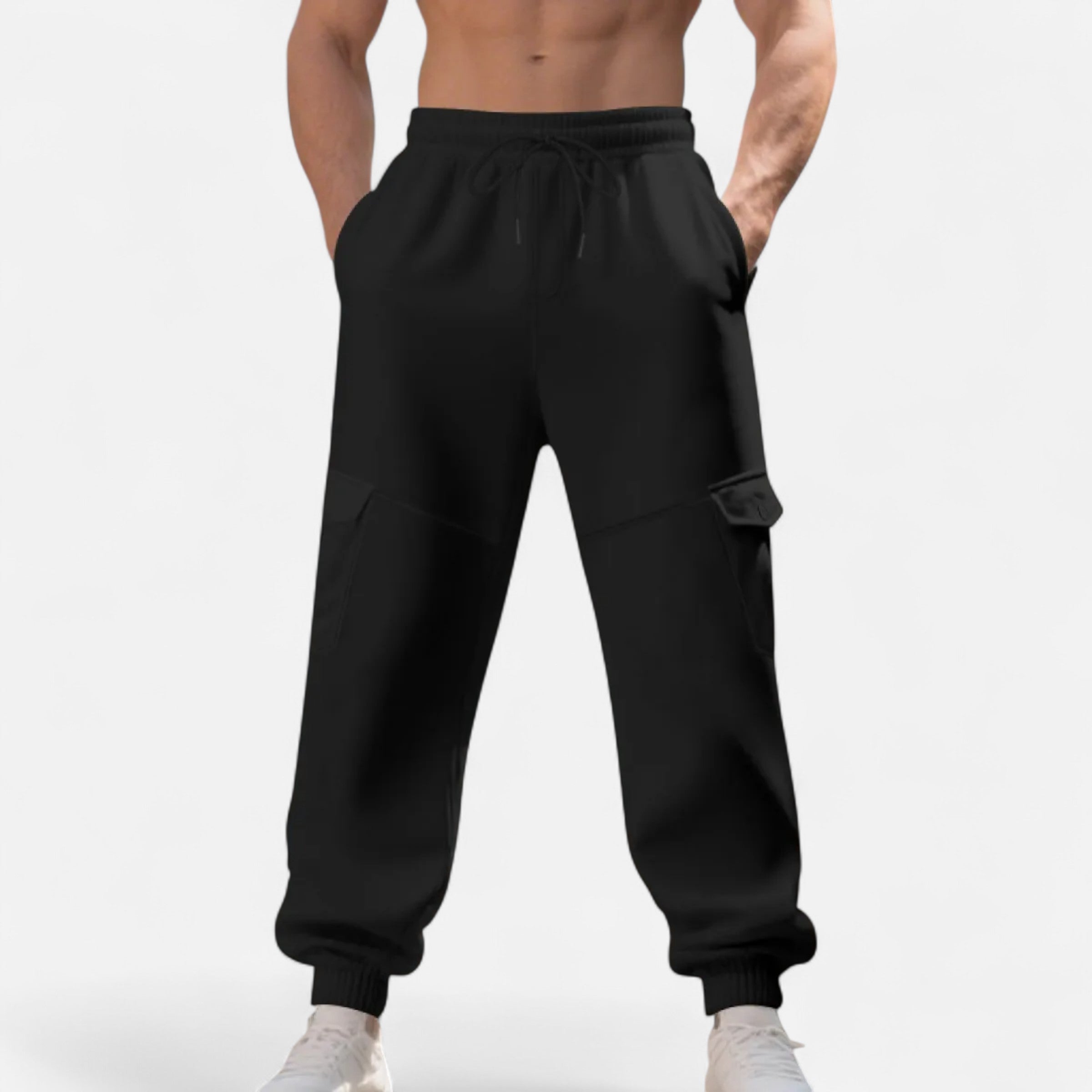 Men’s Relaxed Fit Ankle-Banded Cargo Pants with Utility Pockets
