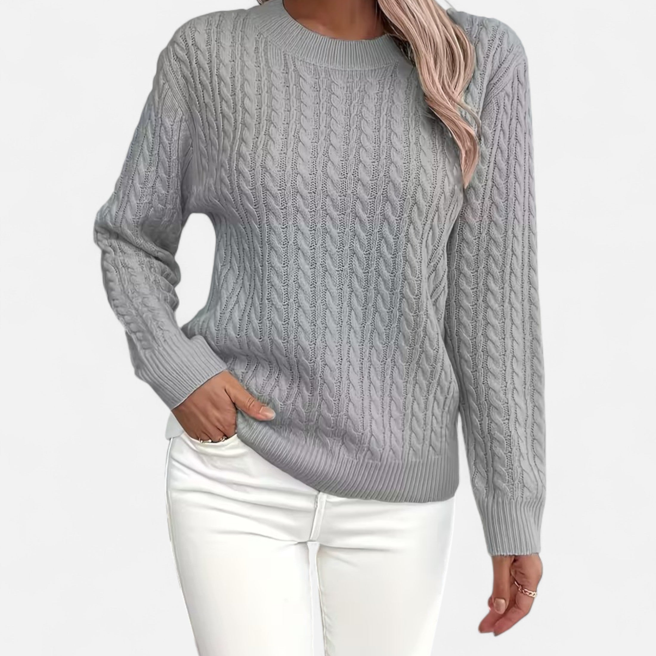 Women’s Casual Loose Fit Round Neck Soft Knit Sweater