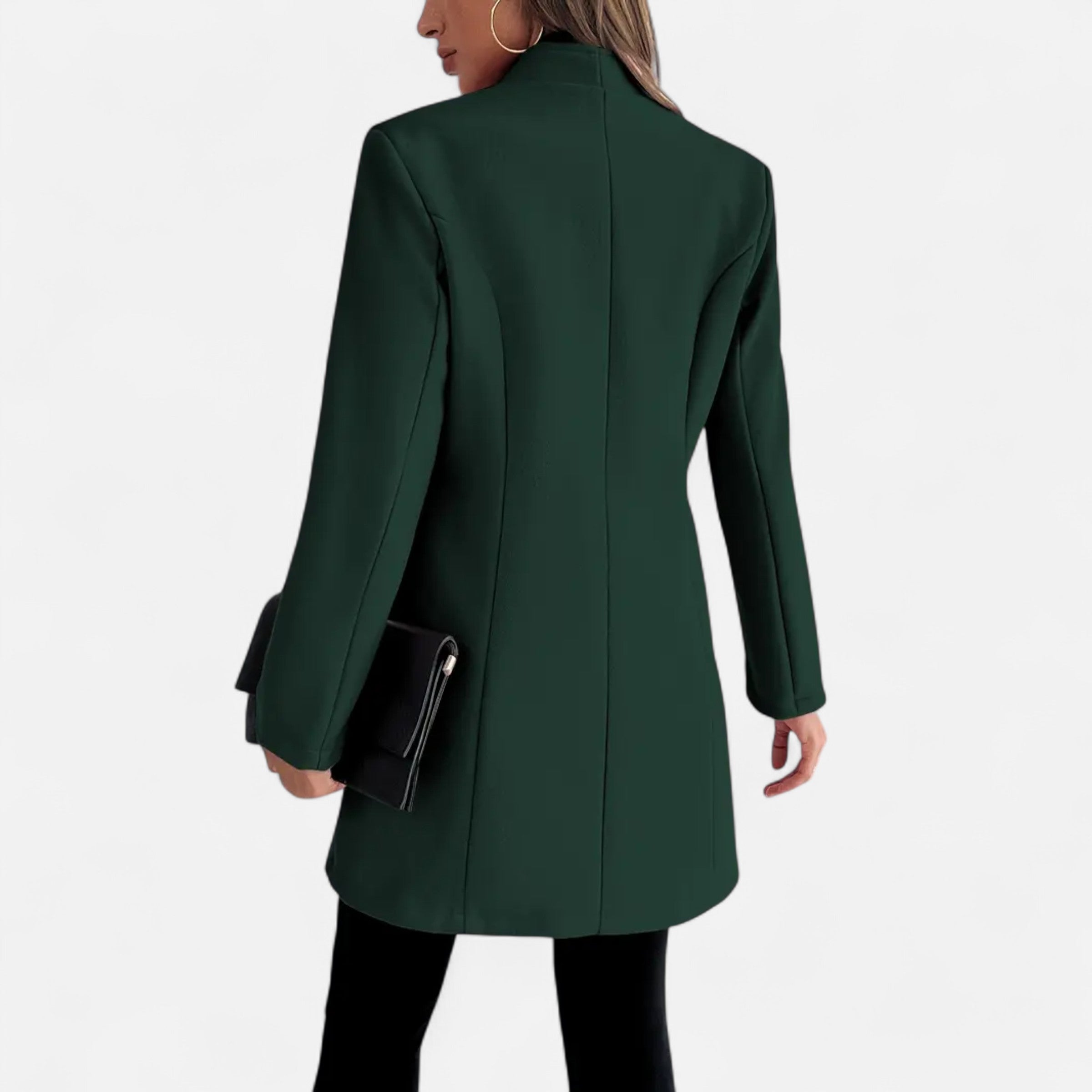 Women’s Long Trench Coat with Raglan Sleeves and Asymmetrical Hem