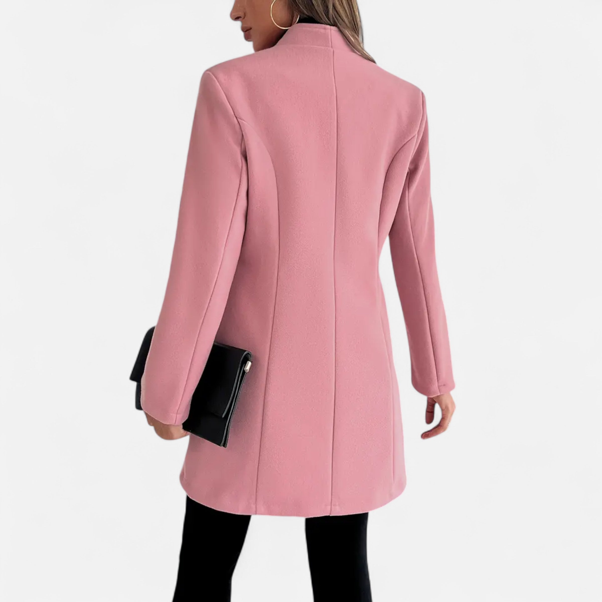Women’s Long Trench Coat with Raglan Sleeves and Asymmetrical Hem