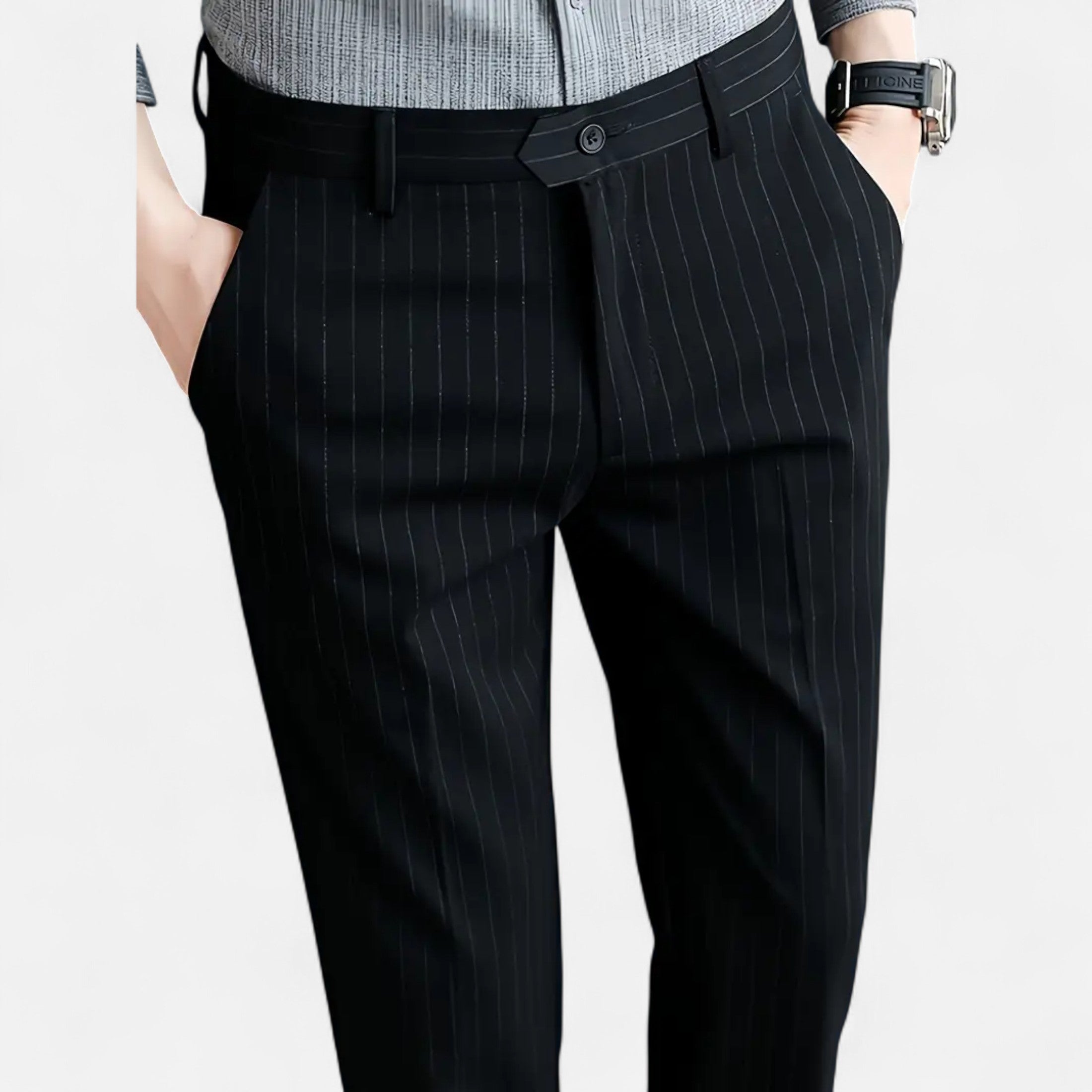 Slim Fit Striped Trousers for Men Classic Business Elegance