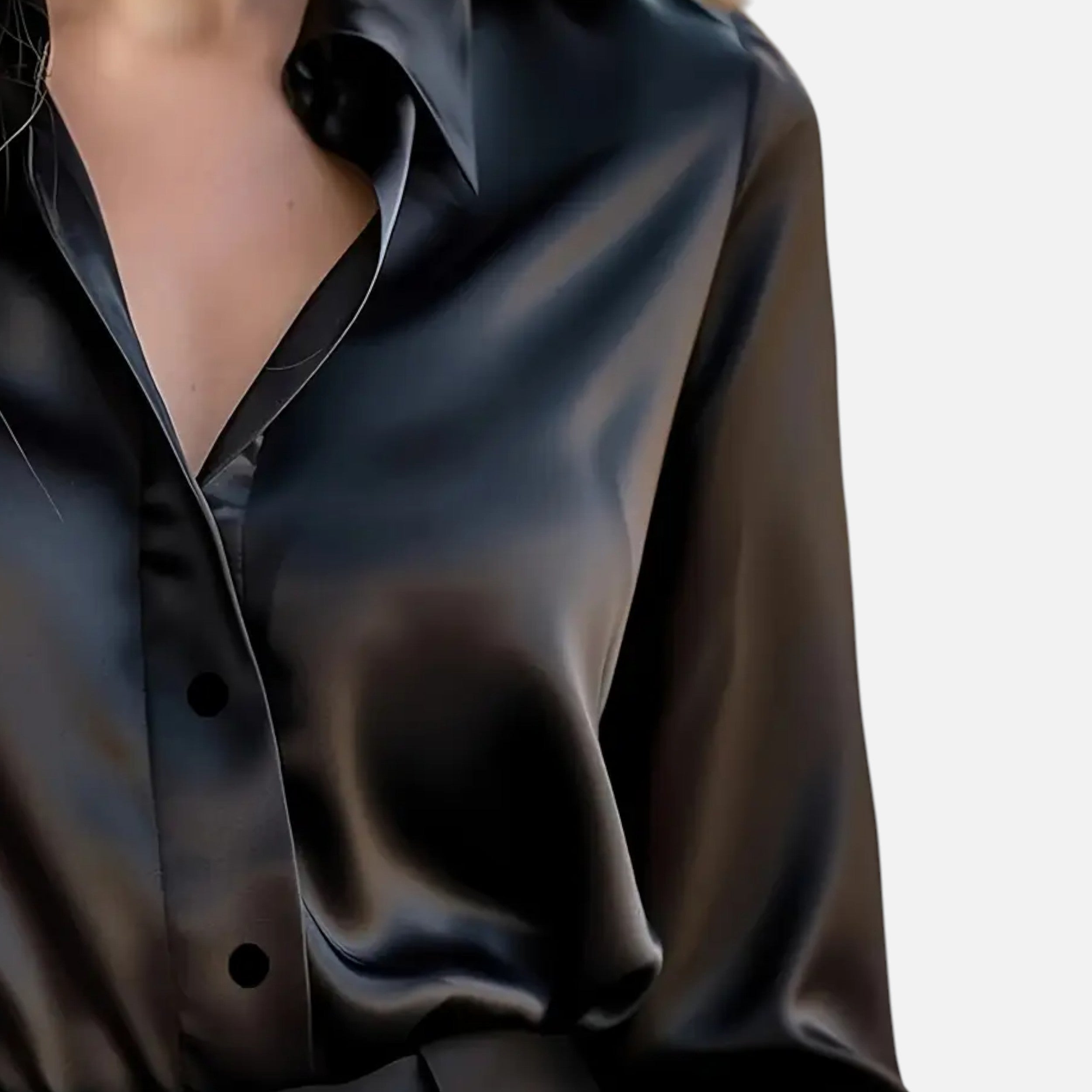 Women’s Satin Long Sleeve Blouse With Classic Collar