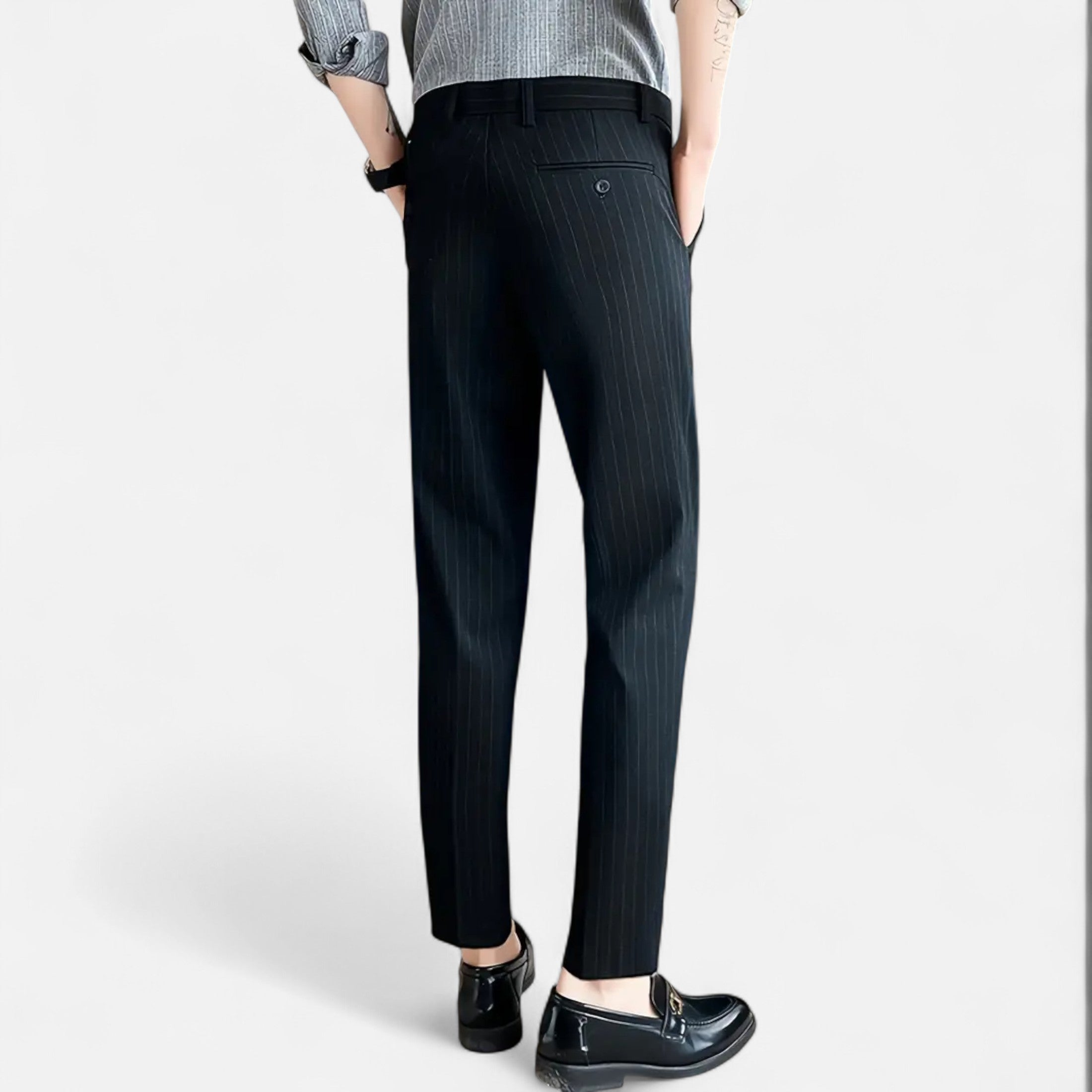 Slim Fit Striped Trousers for Men Classic Business Elegance