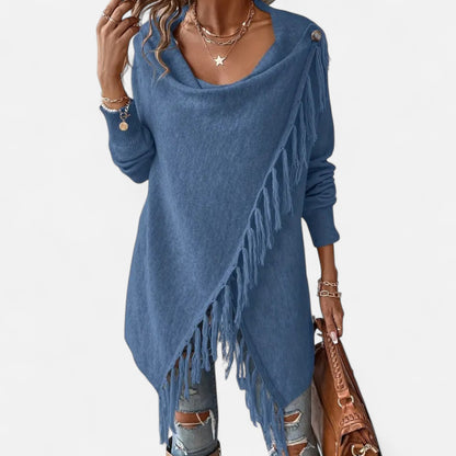 Dorevelle | Women’s Fringe Tassel Draped Neckline Shawl