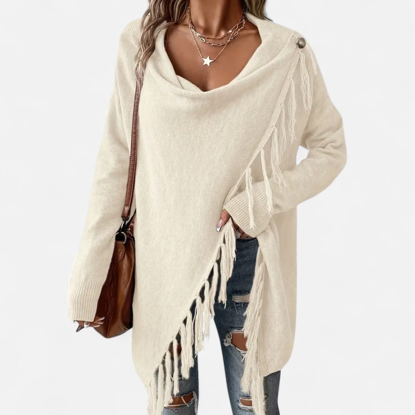 Dorevelle | Women’s Fringe Tassel Draped Neckline Shawl