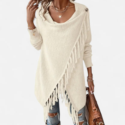 Dorevelle | Women’s Fringe Tassel Draped Neckline Shawl