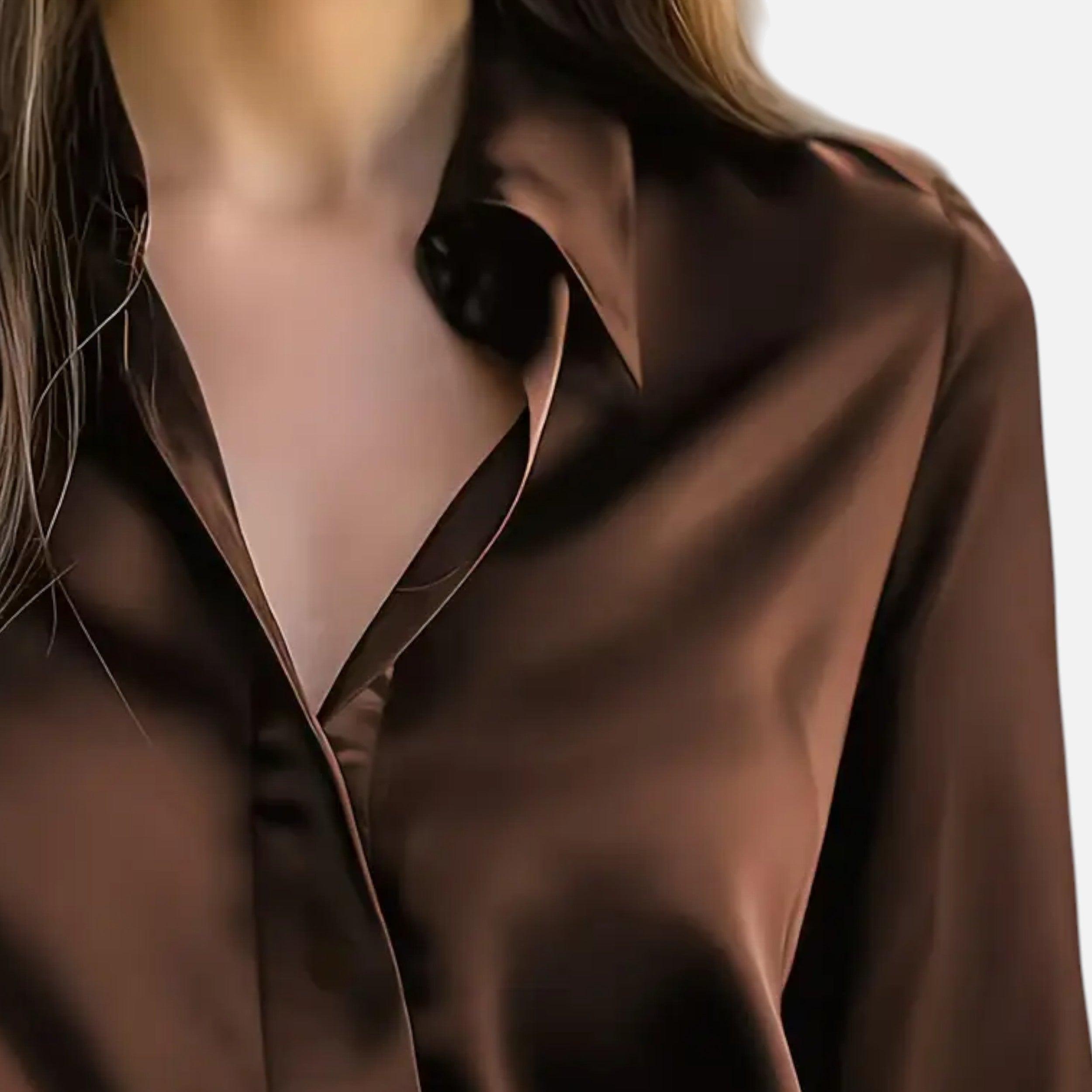 Women’s Satin Long Sleeve Blouse With Classic Collar