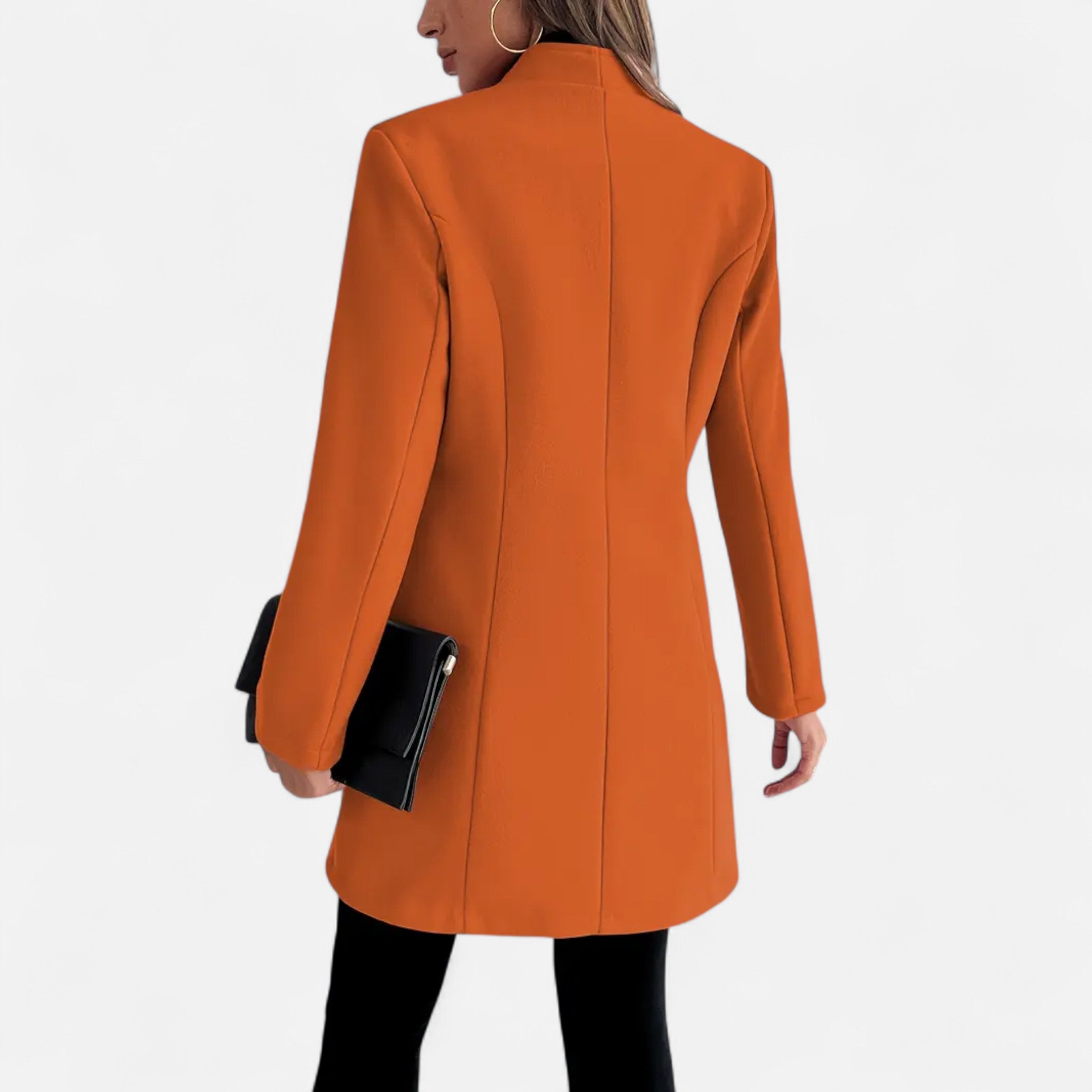 Women’s Long Trench Coat with Raglan Sleeves and Asymmetrical Hem